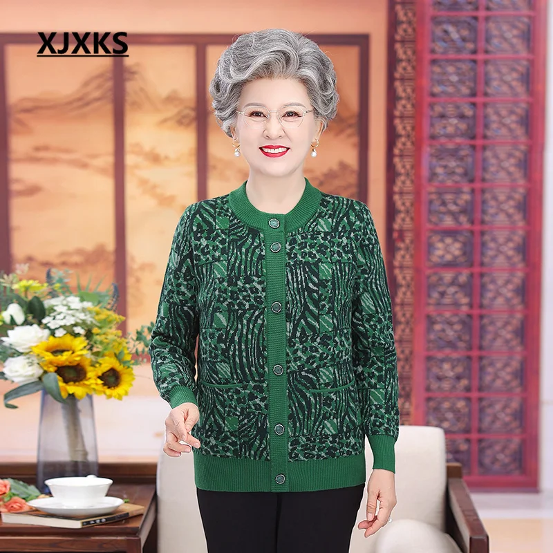 Однобортный Кардиган XJXKS с круглым вырезом и длинными рукавами Женская куртка