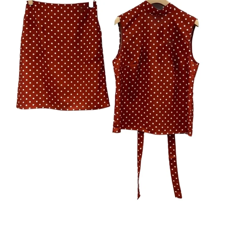 Женский комплект из юбки и рубашки двух предметов красного цвета летняя одежда