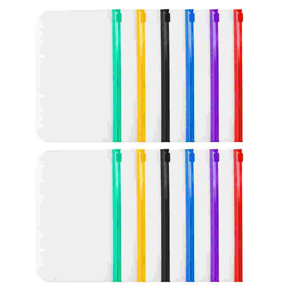 

Binder Folders Zipper Bags Pockets Pouches Filing Pouch Zippers Multicolor File Transparent Document Loose Leaf Holes 6 Pvc