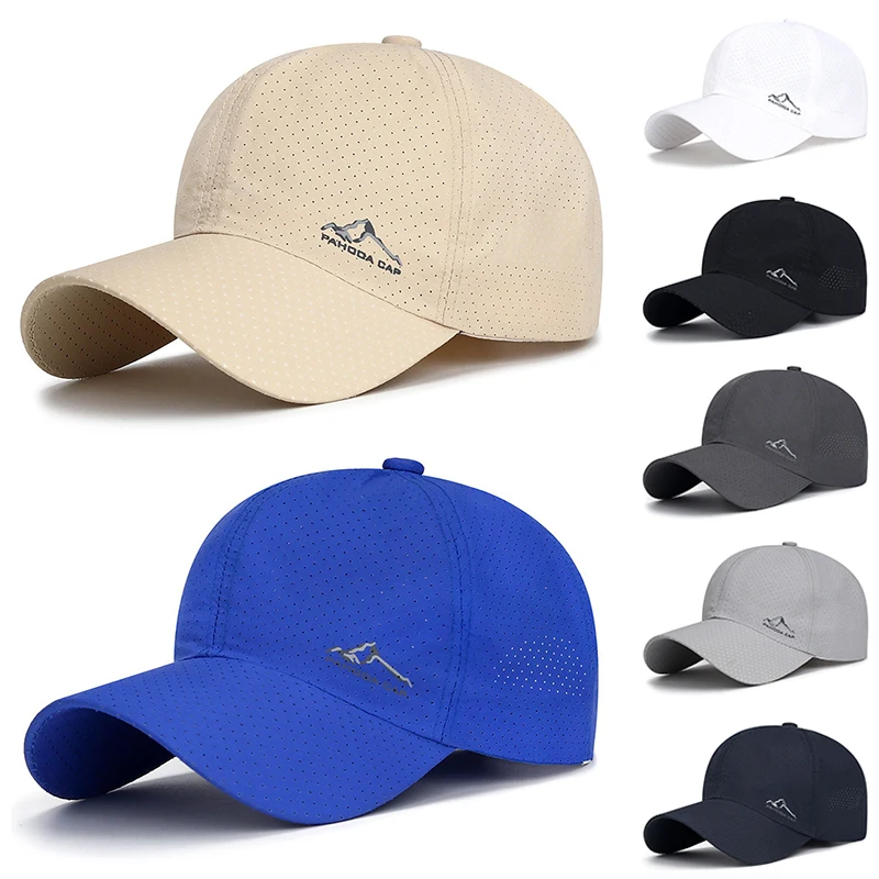 

Men Women Baseball Cap Summer Quick Drying Hats Unisex Breathable Sport Pure Color Snapback Hat Soft Bone Baseball Hat