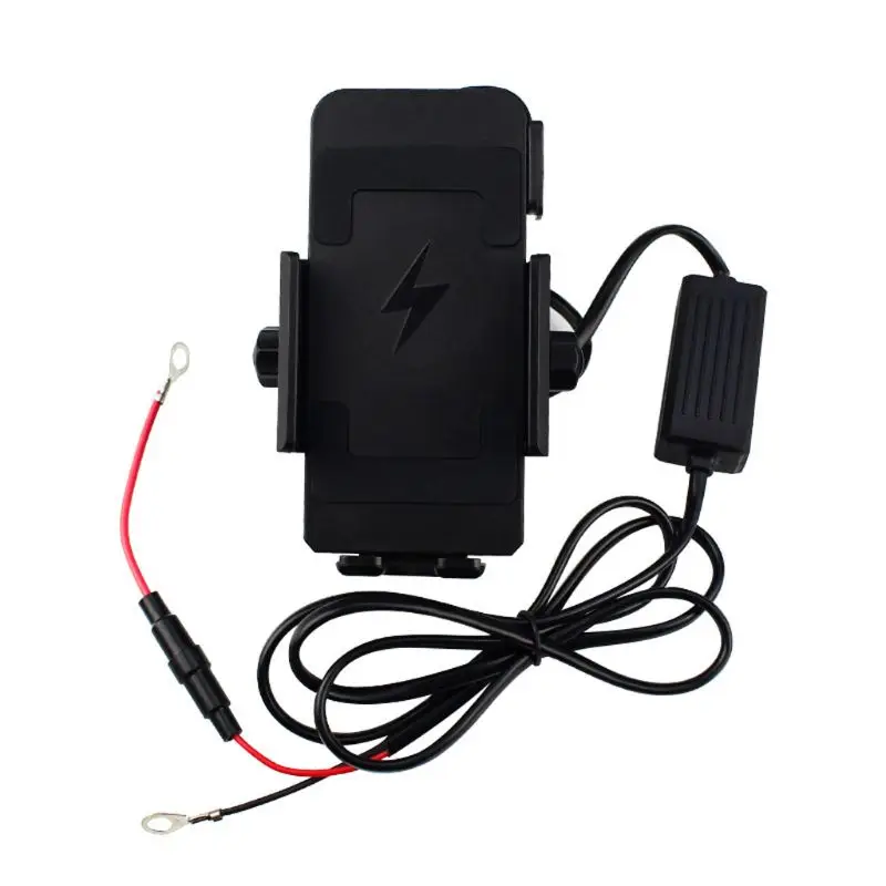 

Universal Waterproof 12V-120V Motorcycle Handlebar Mirror Phone Holder Qi Wireless Charger Mount Stand for iphone 4.5-7inch L9CA