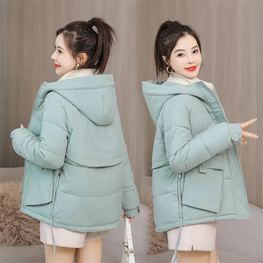 Winter Hooded Loose Solid Oversized 3XL Jacket Women Parkas Warm Thick Cotton Padded Coat Fluffy Snow Wear Korean Outwear 2022
