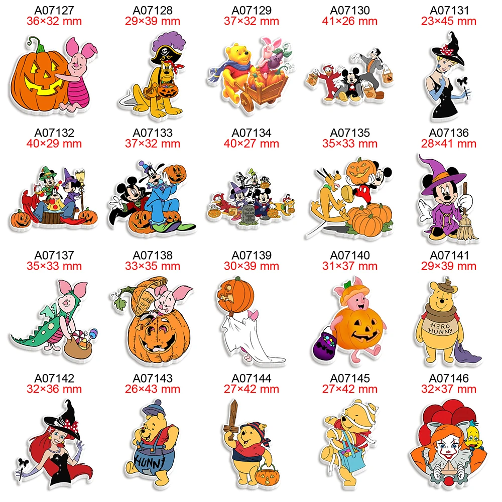 

Halloween Winnie the Pool Disney Princess Flatback Planar Resin Printed 30pcs