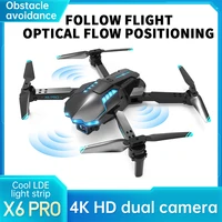 2022 new x6 pro drone 4k professional hd camera 2 4g wifi fpv with avoidance optical flow foldable quadcopter rc helicopter toys