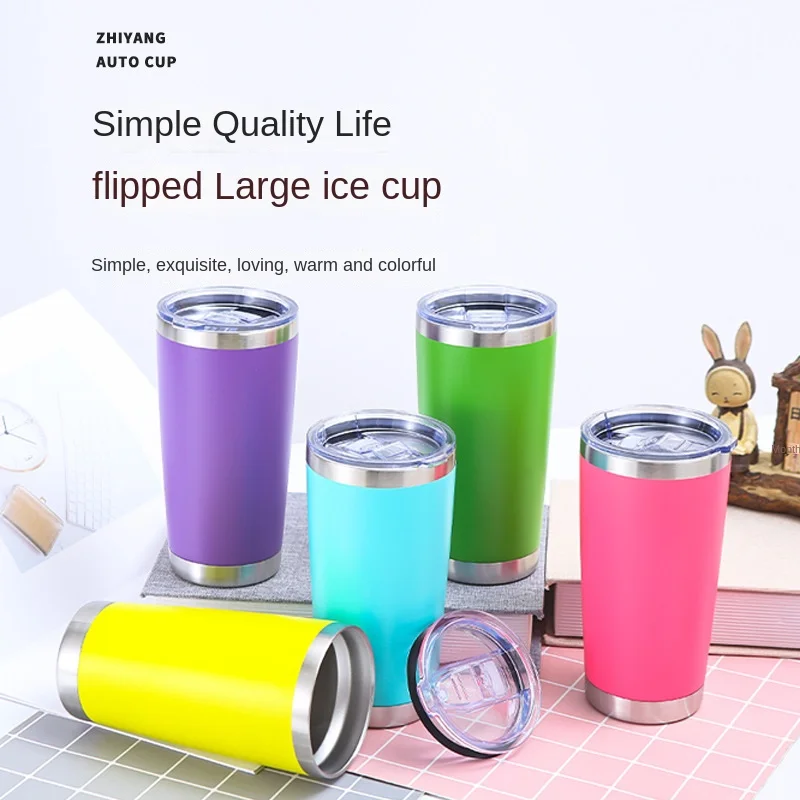 

Creative simple solid color stainless steel double-layer 20oz car cup outdoor travel will carry beer ice bully cup.