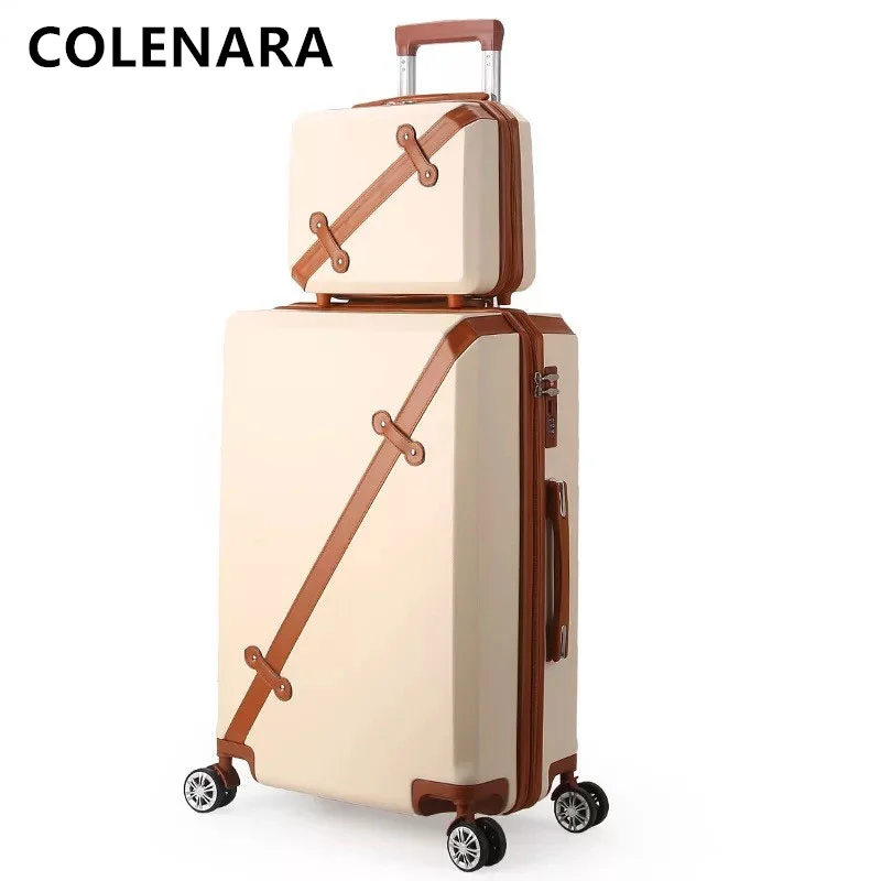 COLENARA 20/22/24/26Inch High-quality Suitcase Men's Fashion Universal Wheel Trolley Case Girls Handbag Set Rolling Luggage