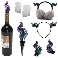 diy red wine plug epoxy resin mold octopus feet octopus horns hairpin hair band key ring silicone mirror mold