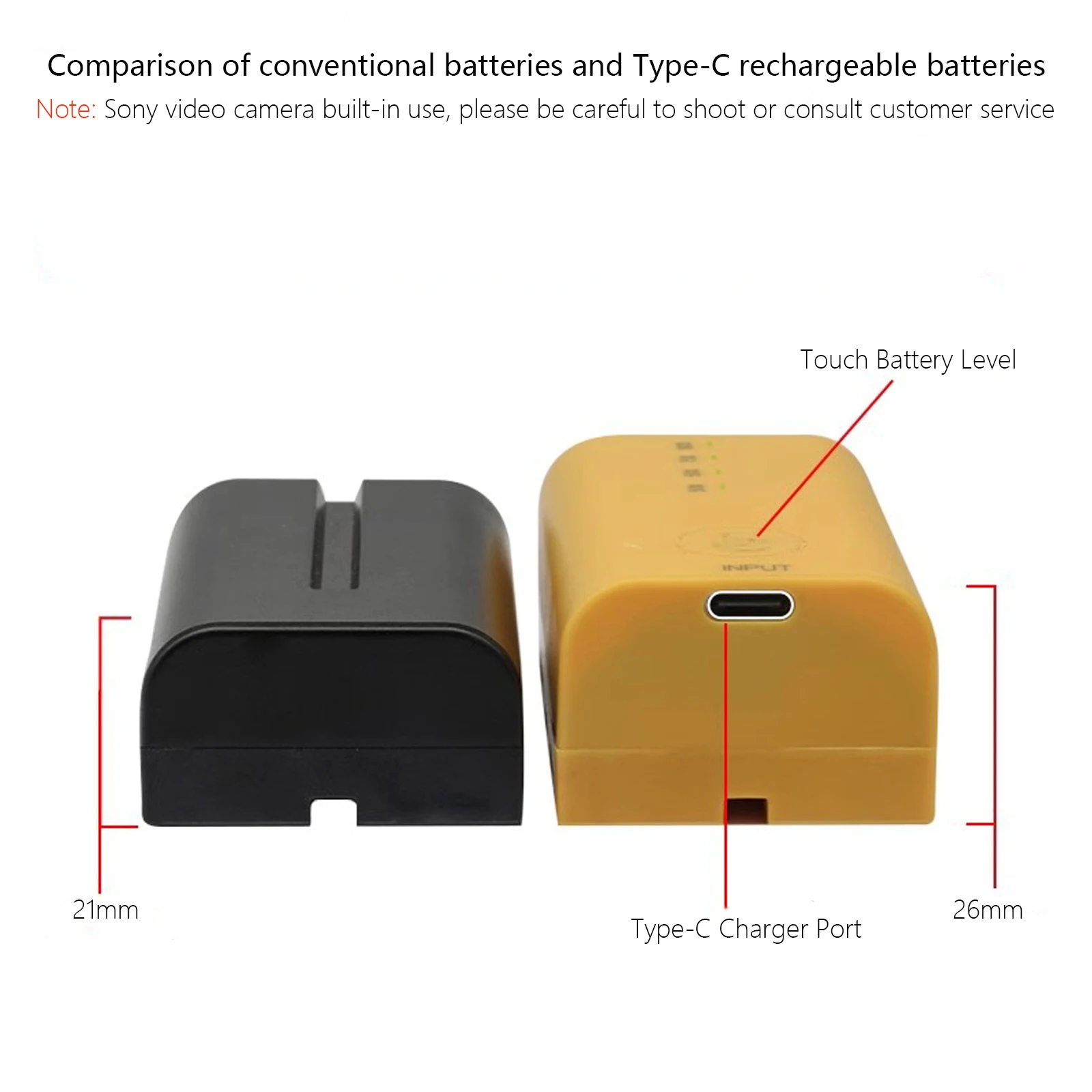 Probty NP-F550 Аккумулятор USB-C Порт быстрой зарядки для камеры Godox Светодиодная