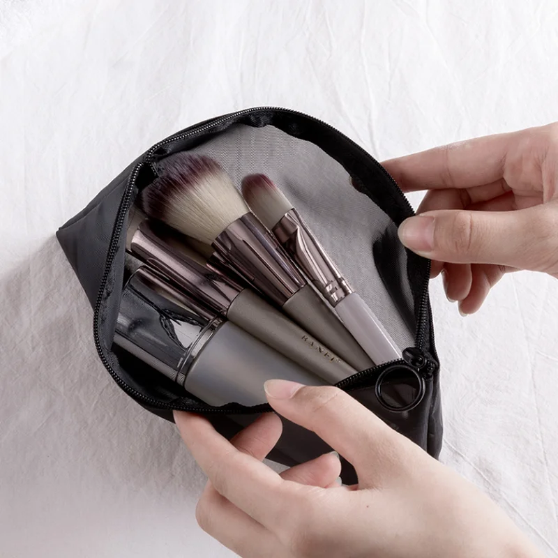 Черная сетчатая косметичка женская органайзер портативный мешочек для