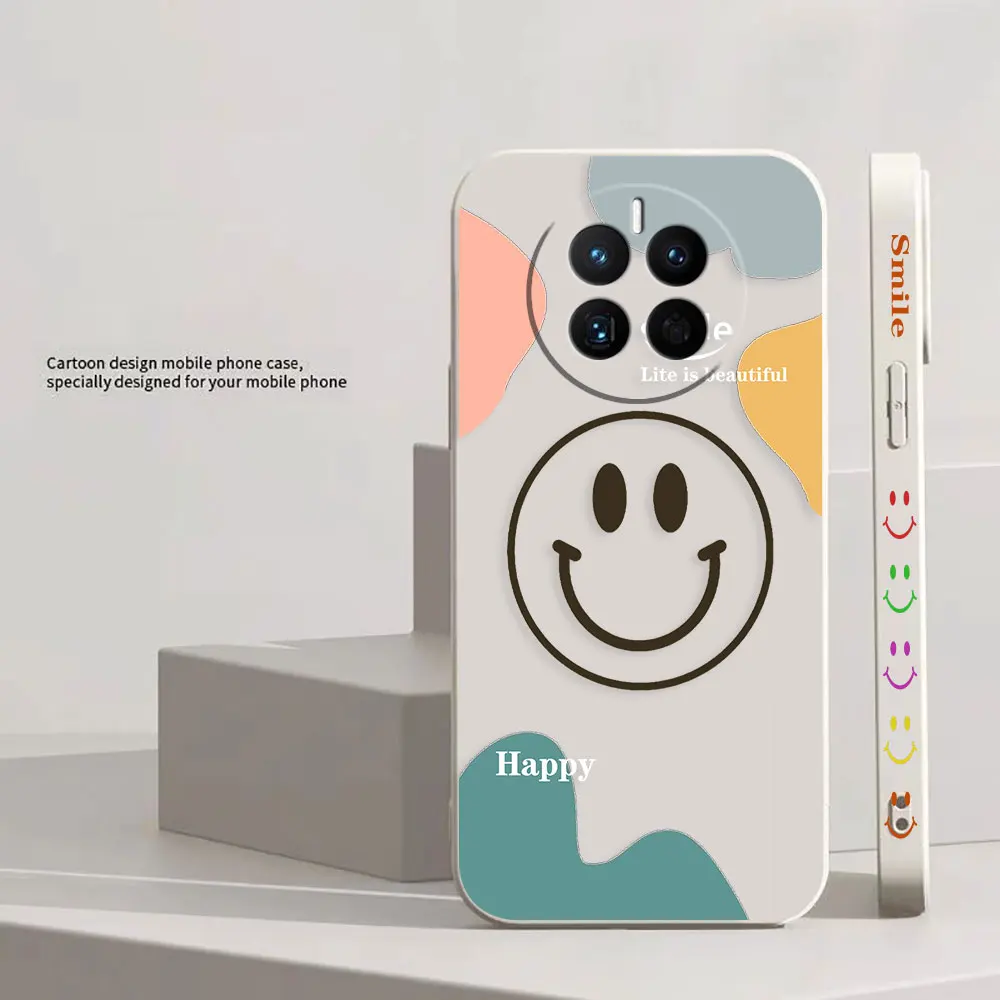 Happy Smiling Face Phone Case For Huawei MATE 10 20 20X 30 40 50 P20 P30 P40 P50 P60 PRO PLUS Colour Liquid Case Cover Funda
