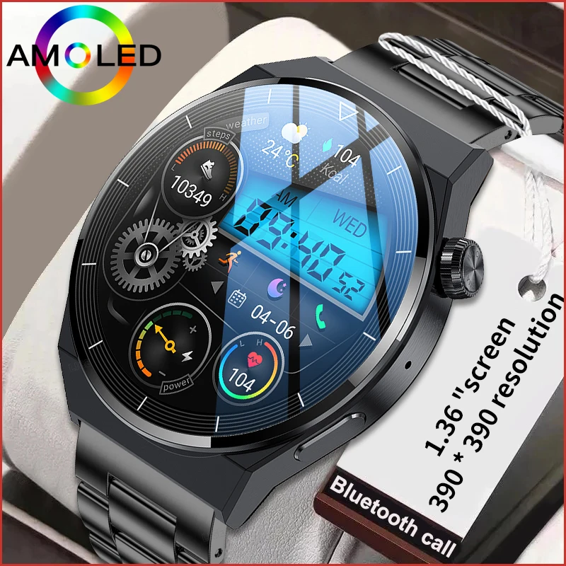 

FOXBOX AMOLED Watch For Men Smart Watch Women Smartwatch Voice Control Bluetooth Call Clock NFC Smartband Fitnes For IOS Android