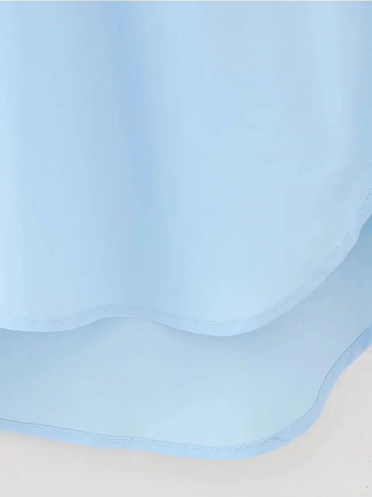 Осень 2023 голубые рубашки TRAF для женщин украшение длинная рубашка женские на