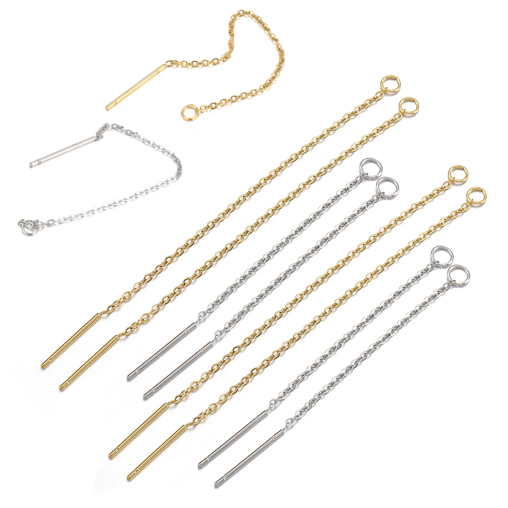 

10pcs Gold Color Long Tassel Chain Stainless Steel Drop Earrings Ear Line Earring Chain Accessories DIY Jewelry Making Findings