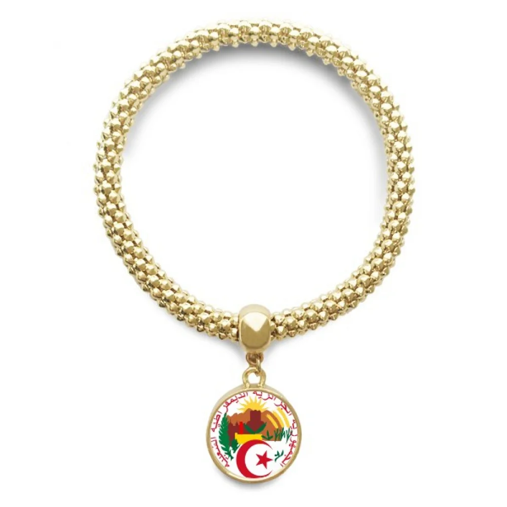 

Algiers Algeria National Emblem Golden Bracelet Round Pendant Jewelry Chain