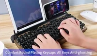 typewriter keyboard wireless rgb colorful backlight retro mechanical keyboard for cellphone tablet laptop