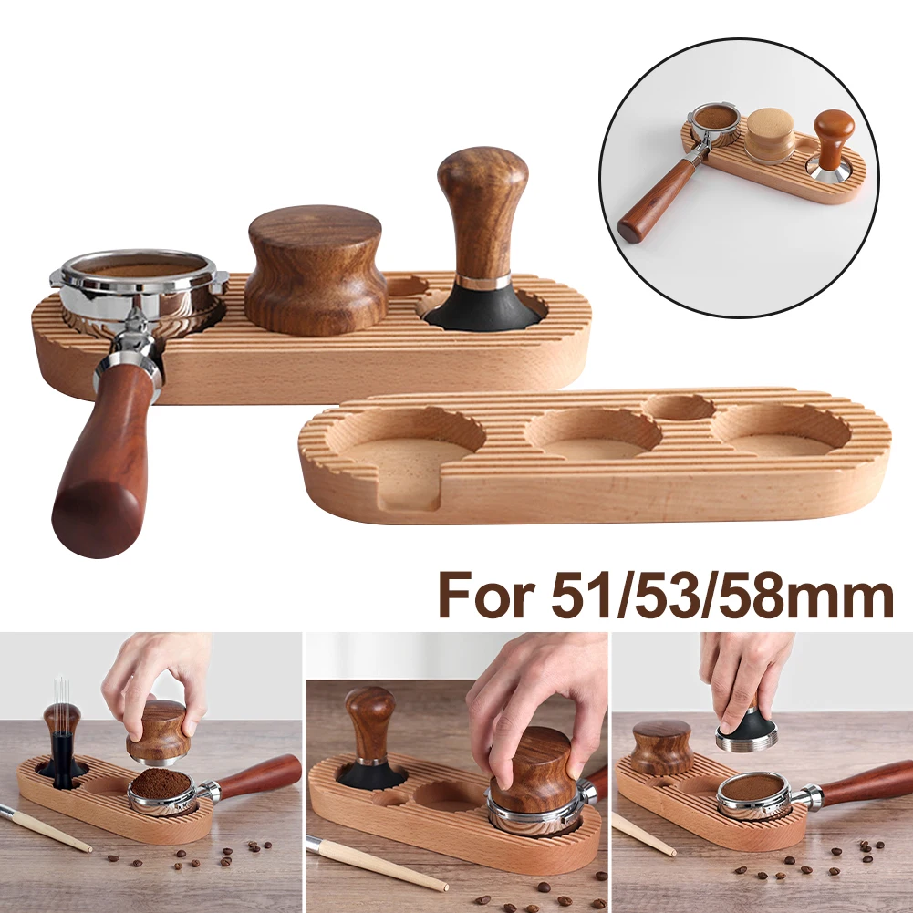 

Coffee Tamper Mat Stand Wooden Coffee Tamper Stand Presser Holder 51/53/58mm Espresso Tamper Holder Rack Coffee Accessories