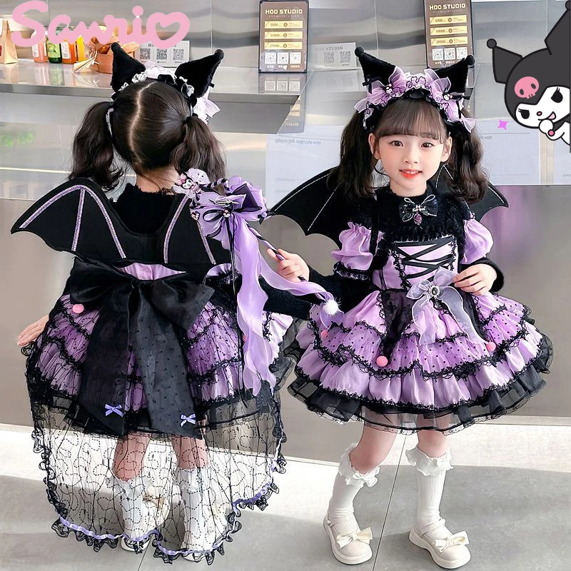 

Kawaii Sanrio Kuromi платье принцессы 2023 мультфильм аниме четыре сезона пышные платья Лолита платья Дети Хэллоуин Cos костюмы