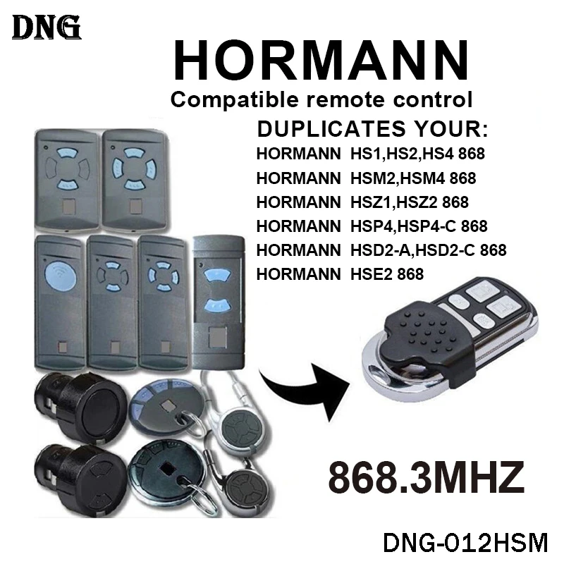 

1pcs Hormann HS1 HSM2 HSM4 HSE2 Clone remote control,HORMANN 868.3mhz garage command,gate control,remote control duplicator