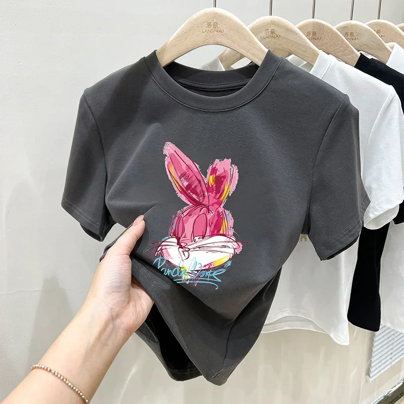 

N-style серая футболка с принтом на плечах с коротким рукавом женская летняя дизайнерская маленькая черная куртка