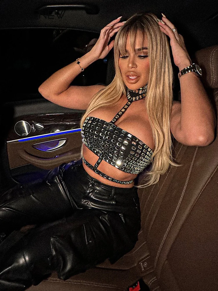 Cutenew женский сексуальный блестящий короткий топ с открытыми плечами