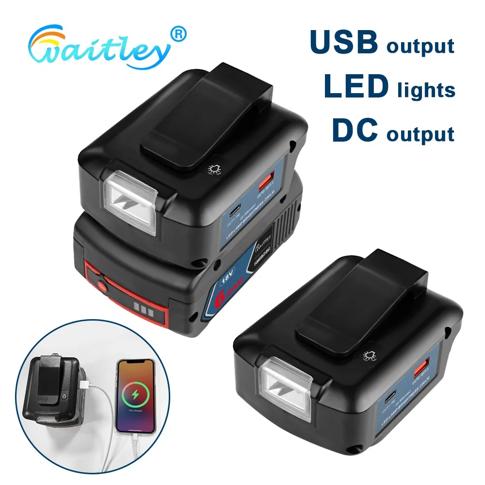 Фото Адаптер для вспышки для аккумулятора BOSCH 18 в с аналогичной лампой USB Type-C выход комплект внешнего аккумулятора удлинитель внешние аксессуары №1