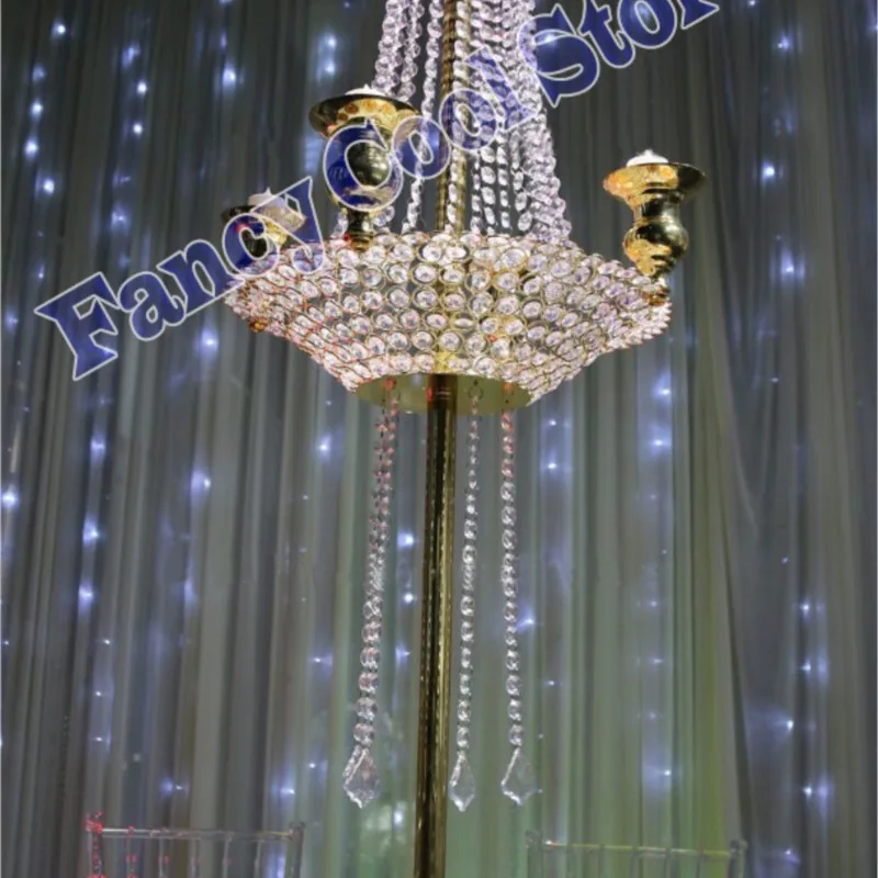 

90cm(H) wedding crystal table centerpiece Table chandelier Gold wedding decoration.