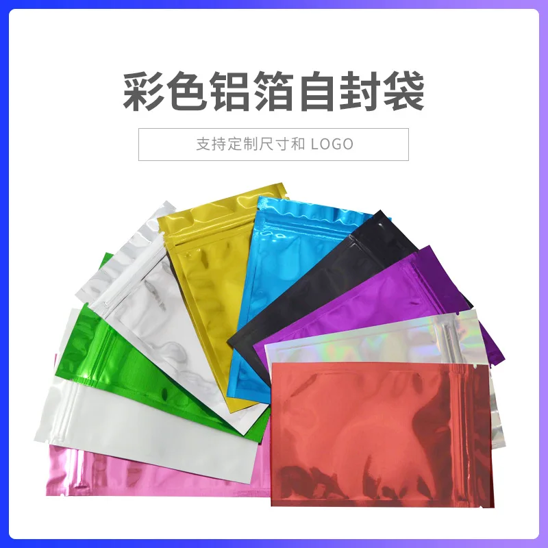 

100 pcs Colorful Top Feed Foil Zip lock Bags Food Pouch,Mylar Aluminum Foil Bags,Tea Pouches,Food Storge Bag