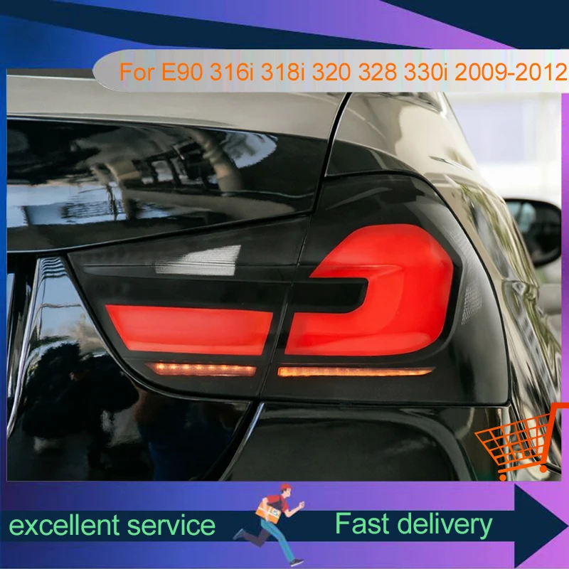 Фото 2 шт. задних фонарей для BMW 3 серии E90 316i 318i 320 328 330i 2009-2012, светодиодные DRL, автоматические задние фонари, автомобильные аксессуары №1