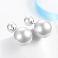 fashion elegant two sided pearl stud earrings women girls natural freshwater pearl ear stud earring wedding party jewelry gifts