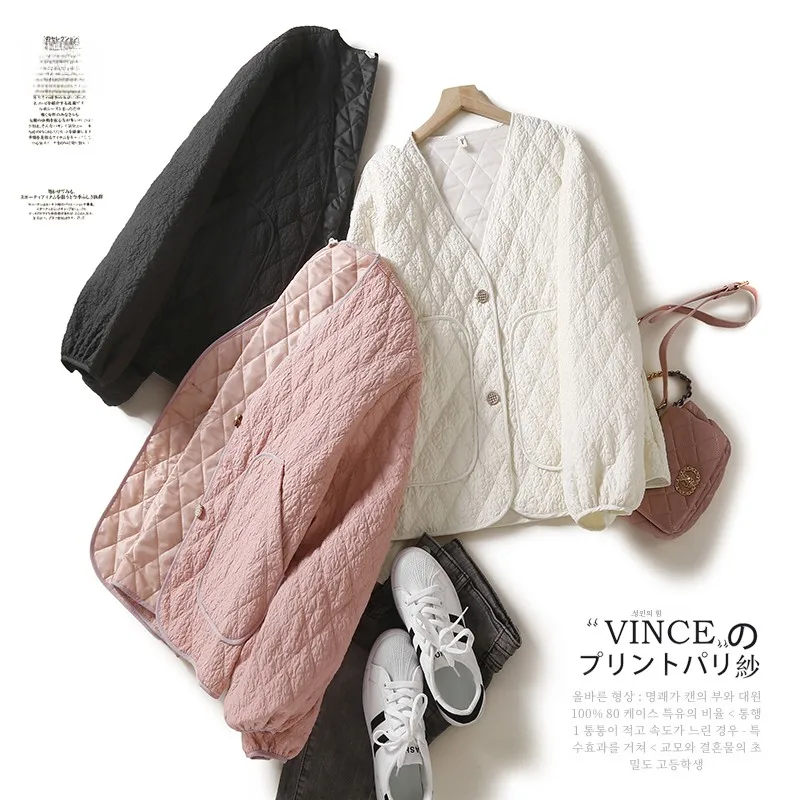 Одежда с хлопковой подкладкой в виде ромба. Женская одежда. Короткая зимняя новая