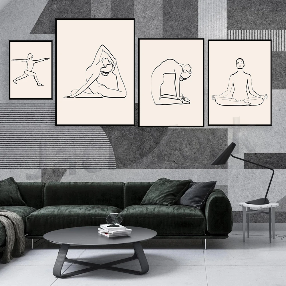 

Yoga Art Print, Yoga Poses Poster, Spiritual Decor, Yogi Print, Yoga One Line Drawing, Printable Wall Art, Yoga Lover Gift