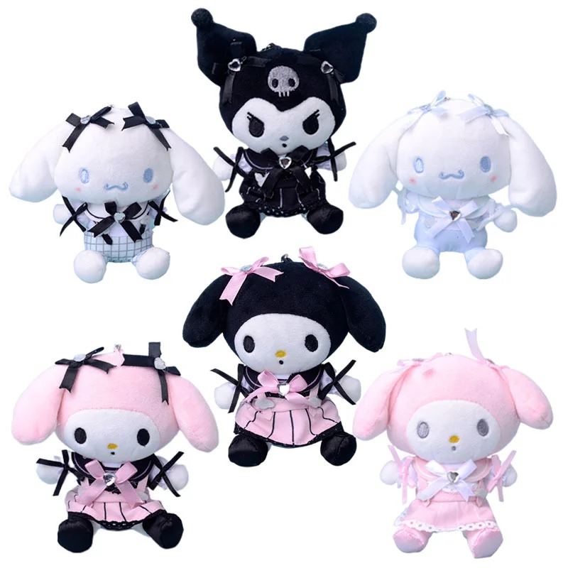 

Sanrioed аниме My Melody Cinnamoroll Kuromi Lolita Платье Плюшевые игрушки кавайные Мультяшные плюшевые куклы брелок подарок на день рождения для детей