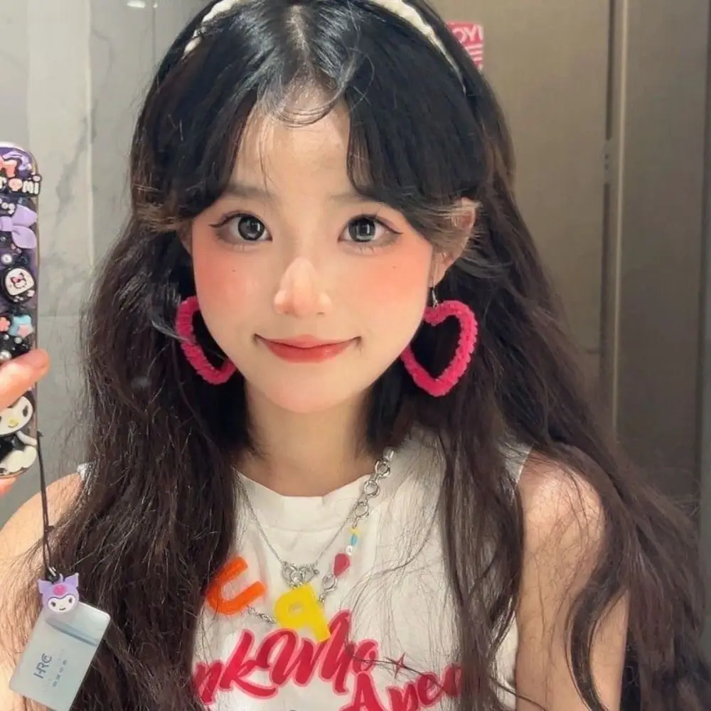 Милые розовые серьги в форме сердца элегантные розово-красные манжеты для ушей