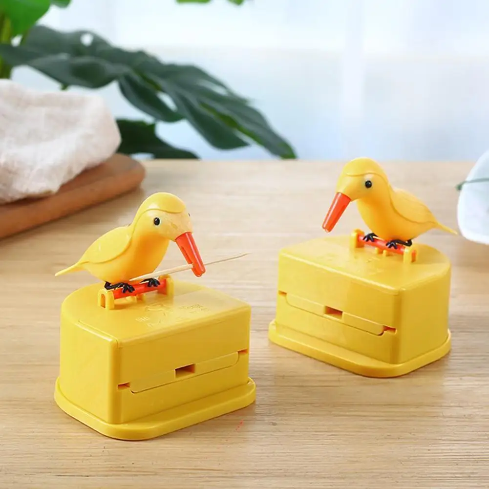 

New Small Bird Toothpick Container Automatic Toothpick Decoration Accessories Toothpick Dispenser Kitchen Holder Home Q3e3