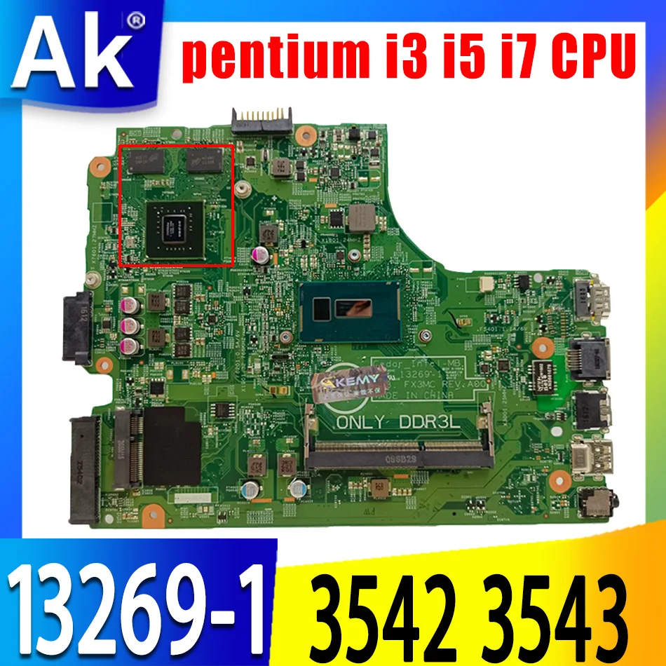

CN-064HF9 0V162V For Dell Inspiron 3542 3543 3442 5749 Laptop Motherboard 13269-1 with pentium cpu I3 I5 I7 4th Gen cpu PM