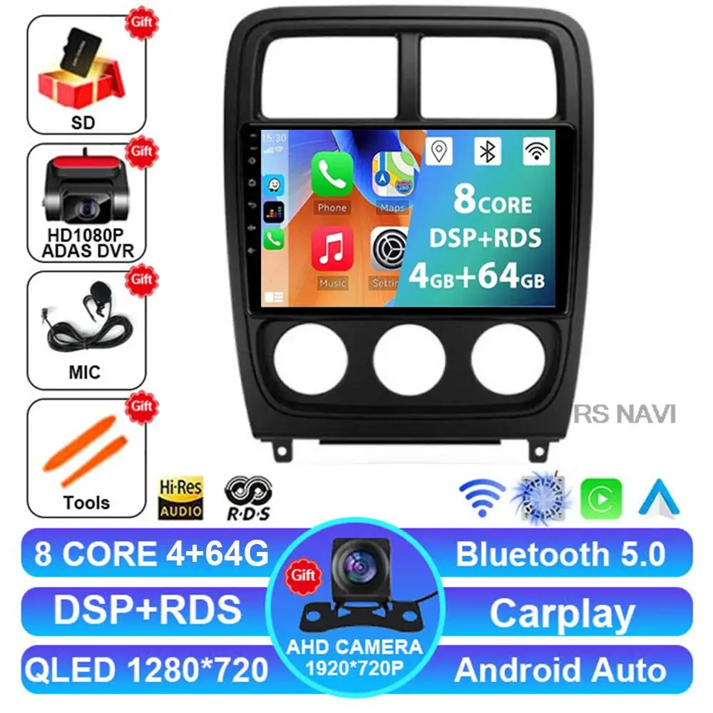

Android 14 для Dodge Caliber PM 2009-2013 Автомобильный радиоприемник с навигацией GPS Мультимедиа 5G Wi-Fi Стерео головное устройство BT Видеоплеер без 2din
