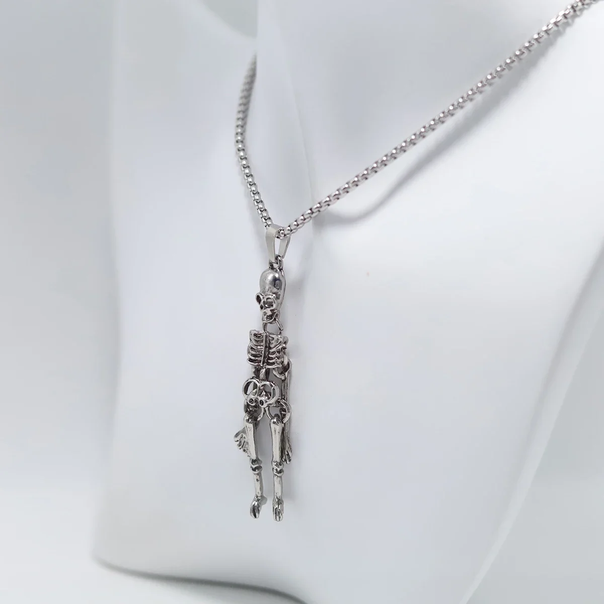 Посеребренная подвеска с черепом мужское байкерское ожерелье в стиле панк-рок