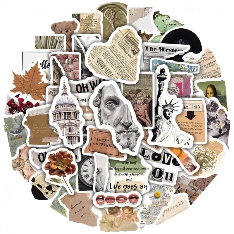 

10/30/50 Pcs British Literary Retro Graffiti Stickers Waterproof Decal Stickers Labels for Guitar Skateboard Diy Stationery Toy