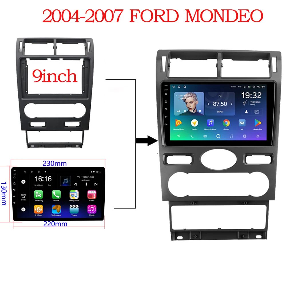 

9 Inch Car Radio Fascia Frame 2DIN Install Panel Dashboard For Ford MONDEO 2004-2007