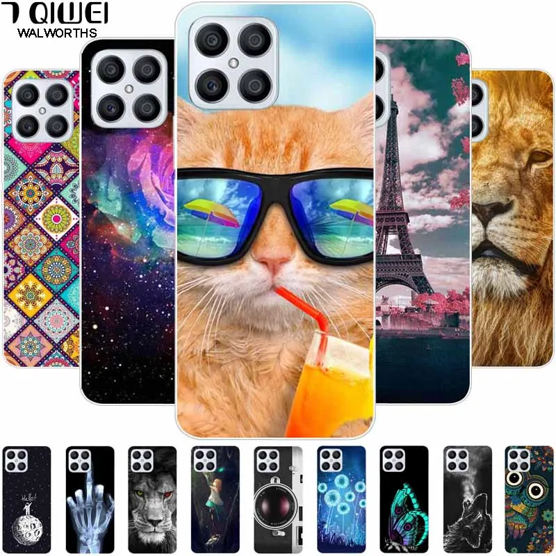 

For Honor X8 Case 2022 Transparent Bumper Soft TPU Cover for Huawei Honor X8 HonorX8 Case Silicone Cute X 8 TFY-LX1 LX2 LX3 Bag