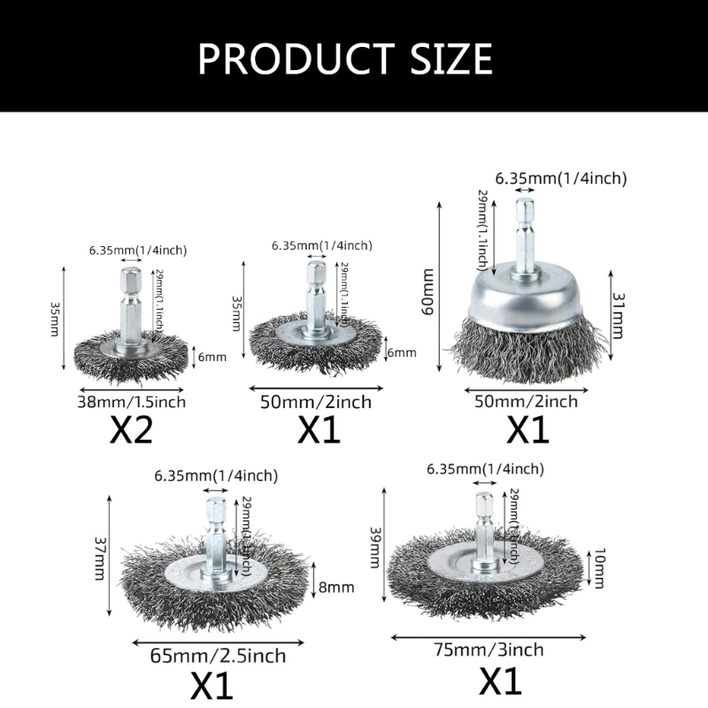 6 шт. проволочная щетка для набора сверл колесная чашечная набор кистей ручек