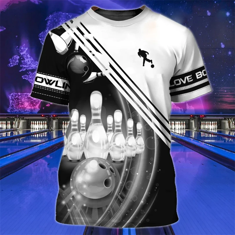 

New Bowling 3d Print Shirt Men's T-shirt Summer O-Neck Casual Short Sleeve Funny Oversized T Shirt High Quality Top Polyester