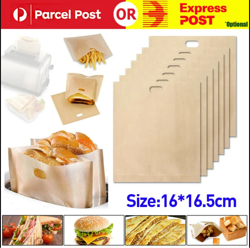 

10pcs/set Reusable Toaster Bag Non Stick Bread Bag Sandwich Bag Fiberglass Toast Microwave Heating Pastry Tools Baking Bag