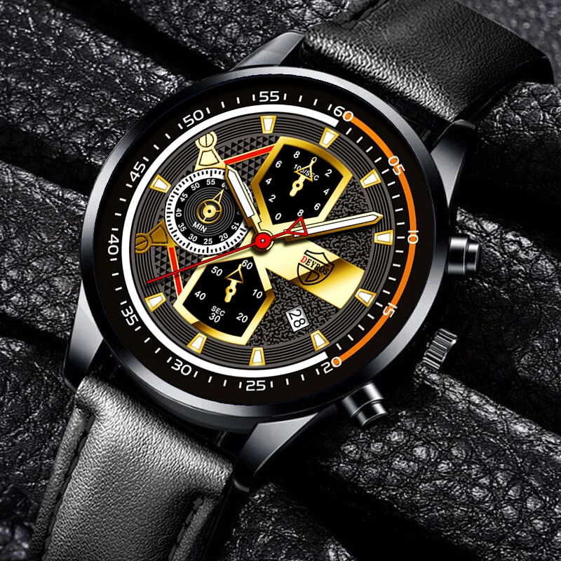 

Reloj Hombre Top Mens Business Watches Leather Quartz Wristwatch Luxury Fashion Men Leather Strap Watch Calendar Date Clock