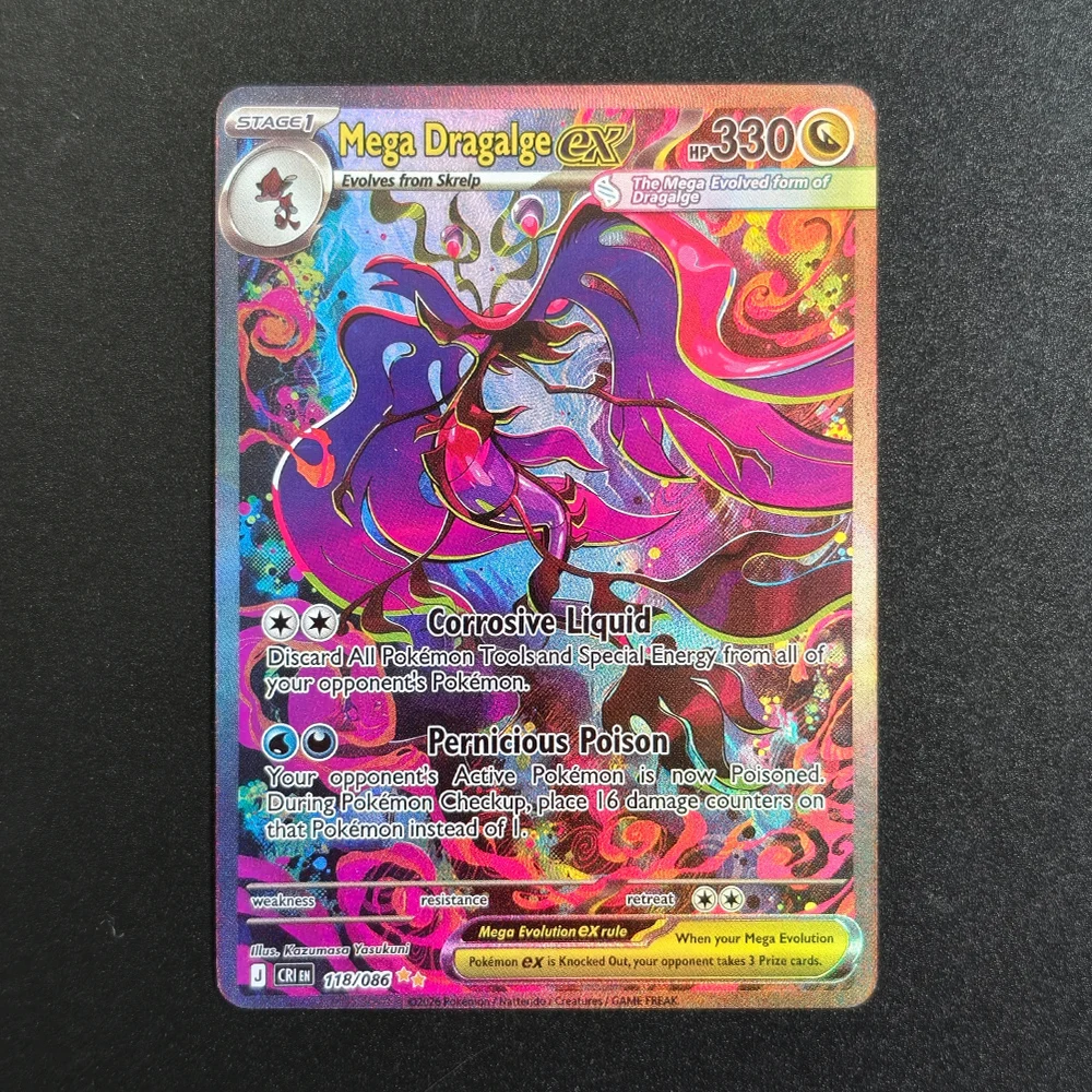 Фото Коллекционная карточная игрушка Self Made PTCG English CRI Mega Greninja Floette Dragalge Cinccino Roxie's Performance AZ's Tranquility Game Collection №4