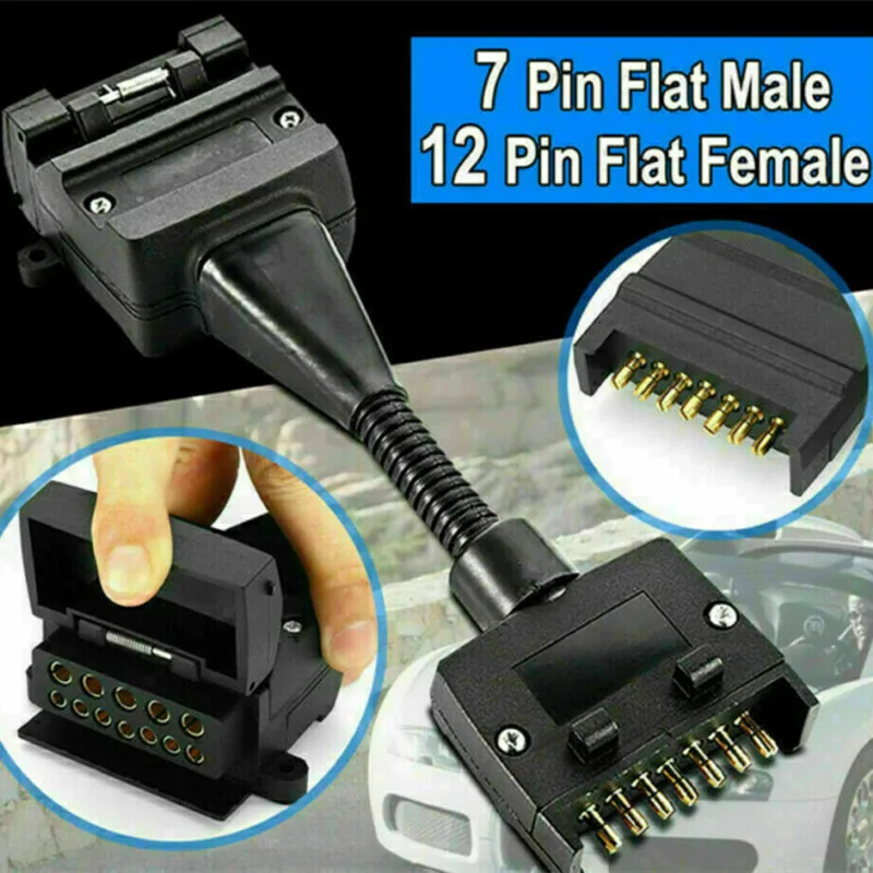 

7 Pin Flat Socket to 12 Pin Flat Plug Trailer Adaptor Ship Caravan Trailer Connector Adapter