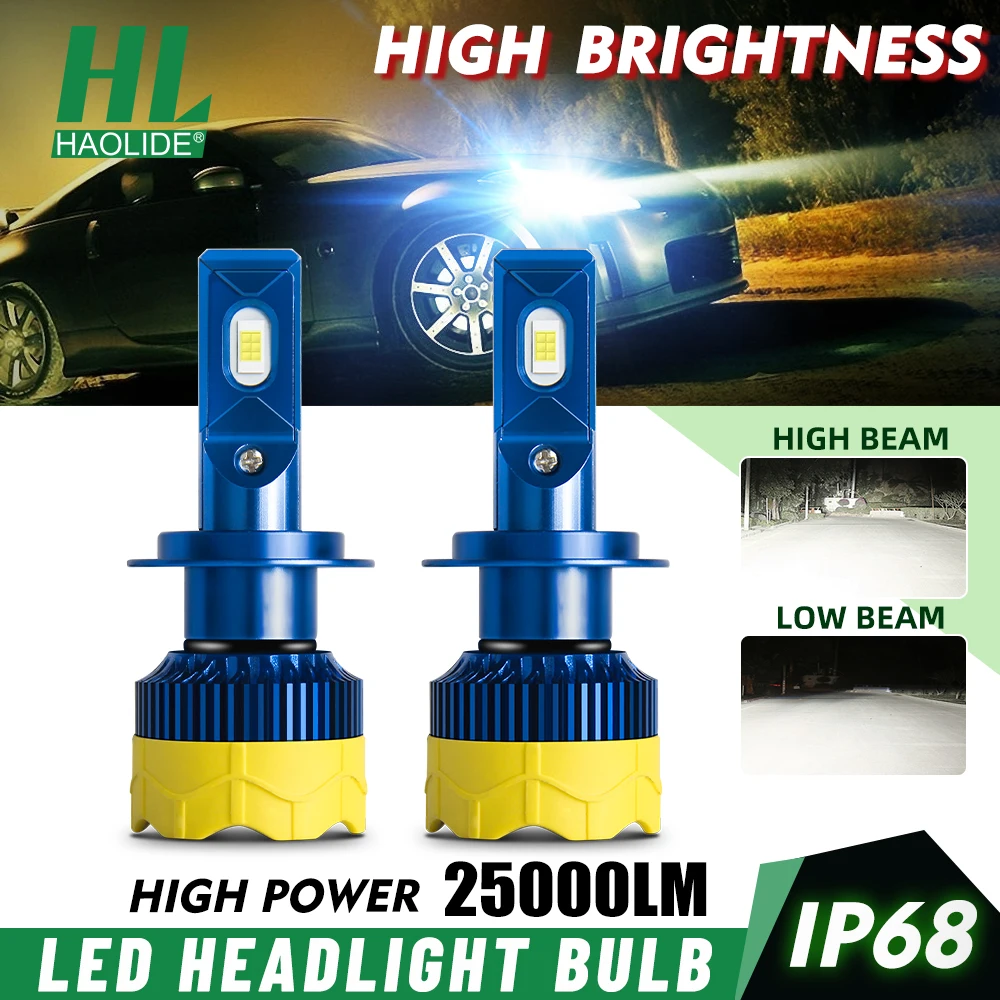 

HAOLIDE H7 H4 LED Canbus Headlight Bulbs 25000LM H1 H11 9005 HB3 9006 HB4 LED Lights for Car 6500K Turbo Bulb Auto Lamp Bulb 12V