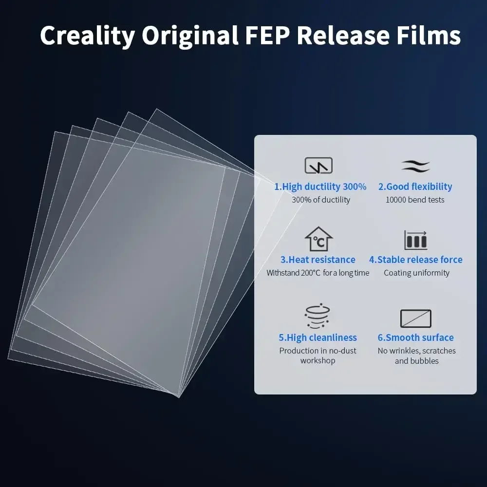 Фото Пленки FEP Creality (5 шт.) для 3D-принтеров HALOT MAGE, HALOT MAGE Pro и других 10-дюймовых LCD SLA DLP 3D-принтеров, 286x198x0.15 мм №2