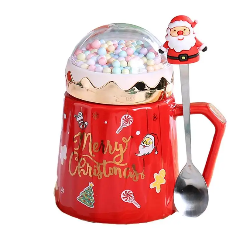 

Christmas Mug Gift Set Christmas Ceramic Snow Globes Lid Mugs Home party Santa Snow Globe Festive tea mugs Drinkware supplies
