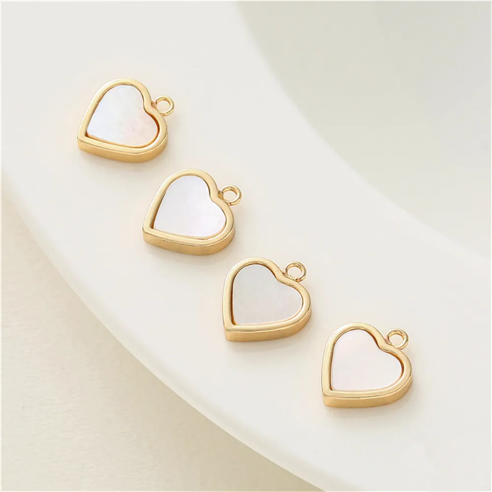 

14K gold clad white mother of pearl love peach heart pendant diy accessories handmade bracelet necklace jewelry pendant charm